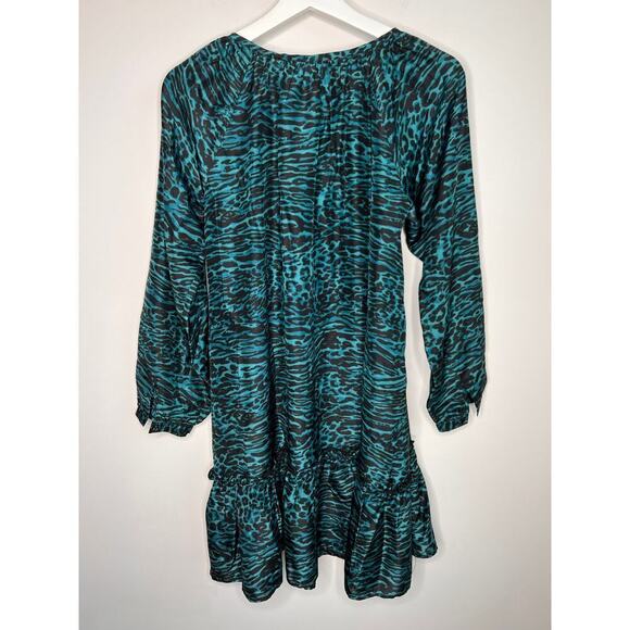 NWT Johnny Was Calme Silk Friday Dress Green Leopard Women's Size XS - Picture 8 of 10